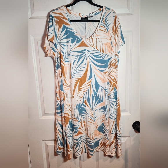 Cynthia Rowley Dresses & Skirts - Cynthia Rowley Stretchy Tropical Leaf Print Dress 2X